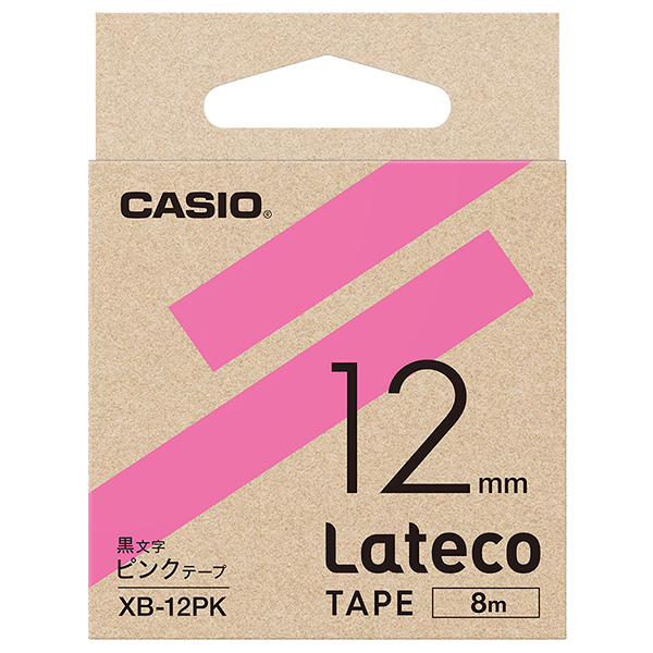 カシオ XB-12PK [Latecoテープ12mmピンク/黒文字]