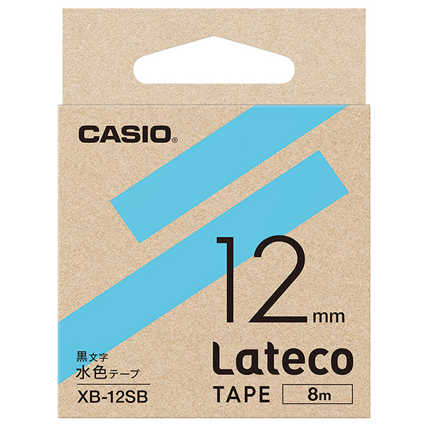 カシオ XB-12SB [Latecoテープ12mm水色/黒文字]