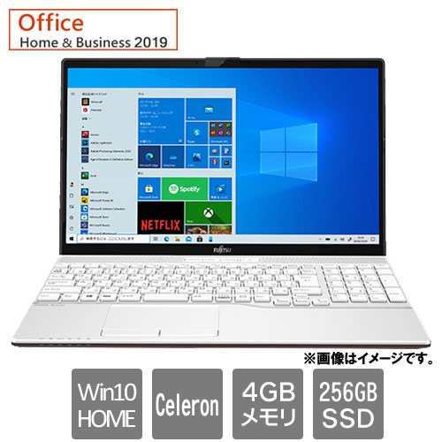 富士通 FMVA42F1W2 [LIFEBOOK AH42/F1(Celeron 4GB SSD256GB DVD 10H64 H&B2019 15.6 プレミアムホワイト]