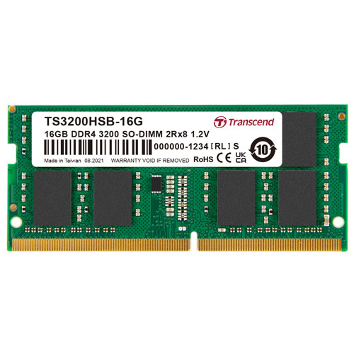 トランセンド TS3200HSB-16G [16GB DDR4 3200 Unbuffered SO-DIMM 2Rx8 (1Gx8) CL22 1.2V 260pin]