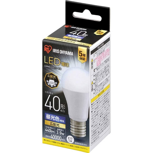 アイリスオーヤマ LDA4D-G-E17-4T6 [LED電球 E17 広配光 40形 昼光色]