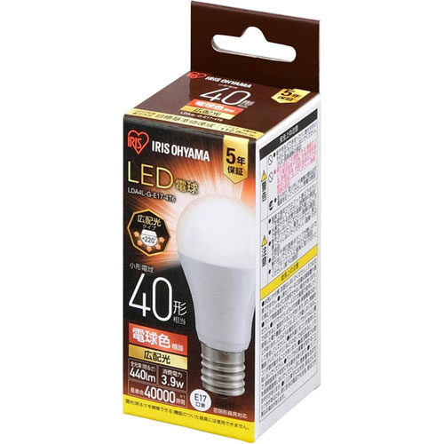 アイリスオーヤマ LDA4L-G-E17-4T6 [LED電球 E17 広配光 40形 電球色]