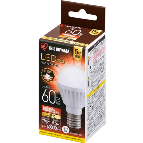 アイリスオーヤマ LDA7L-G-E17-6T6 [LED電球 E17 広配光 60形 電球色]