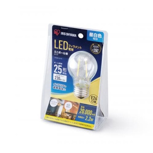 アイリスオーヤマ LED電球 LDG2N-G-FC [ミニボール球 E26 25W 昼白色]