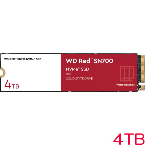 ウエスタンデジタル WDS400T1R0C [WD Red SN700 NVMe SSD（4TB M.2(2280) PCIe Gen3 x4 NVMe 5100TBW 5年保証）]