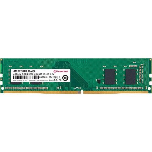 トランセンド JM3200HLD-4G [4GB JetRam DDR4 3200 U-DIMM 1Rx16 (512Mx16) CL22 1.2V 288pin]