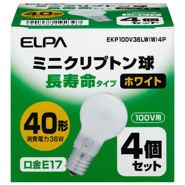 ELPA EKP100V36LW(W)4P [長寿命ミニクリプトン球 36W 4P]