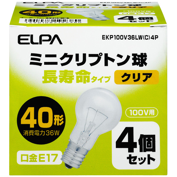 ELPA EKP100V36LW(C)4P [長寿命ミニクリプトン球 36W 4P]