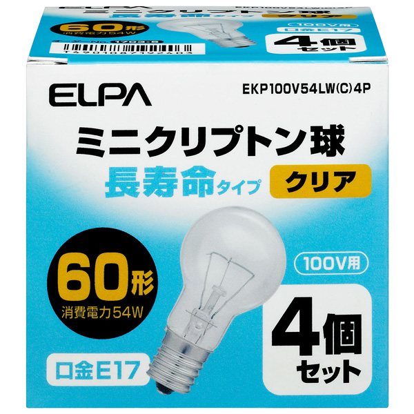 ELPA EKP100V54LW(C)4P [長寿命ミニクリプトン球 54W 4P]