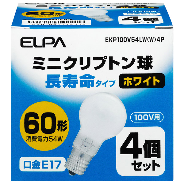 ELPA EKP100V54LW(W)4P [長寿命ミニクリプトン球 54W 4P]
