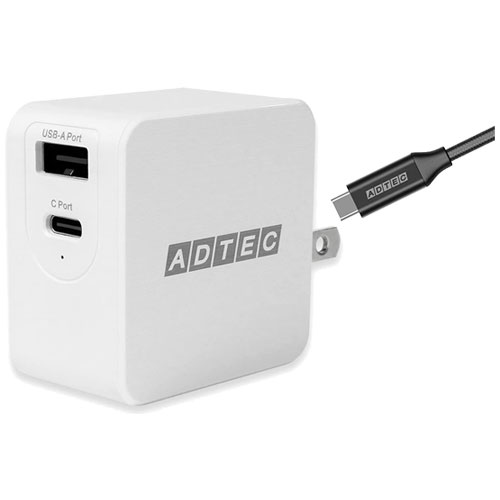 APD-A065AC-wC-WH [PD充電器 最大65W Type-C、Type-A Type-C ケーブルセット ホワイト]