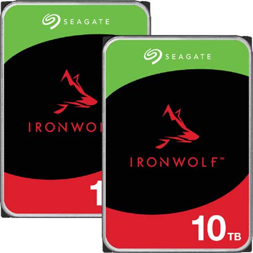 ★お得な2台セット★ST10000VN000 [NAS向けHDD IronWolf（10TB 3.5インチ SATA 6G 7200rpm 256MB CMR）]