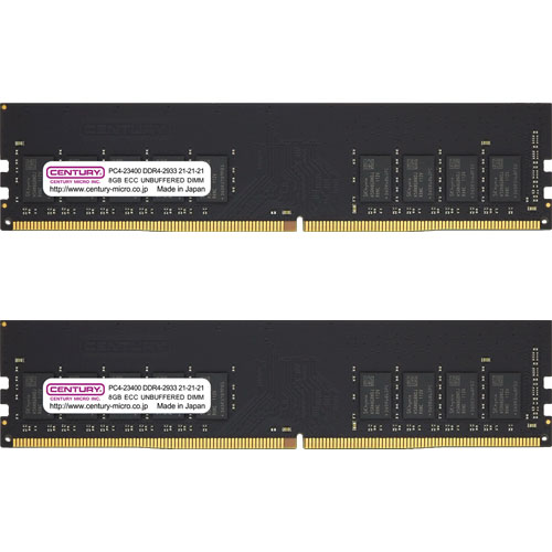 センチュリーマイクロ CB8GX2-D4UE2933H [16GB kit (8GBx2) DDR4-2933 (PC4-23400) ECC Unbuffered DIMM Single Rank 1024Mx8]