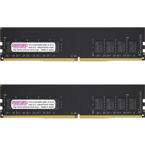 センチュリーマイクロ CB8GX2- [16GB kit (8GBx2) DDR4-2666 (PC4-21300) ECC Unbuffered DIMM Single Rank 1024Mx8]