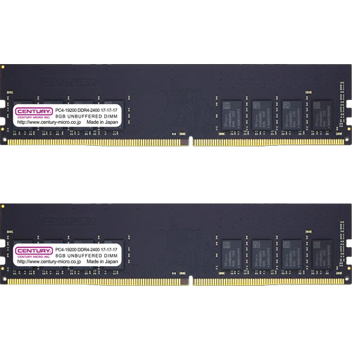 センチュリーマイクロ CB8GX2-D4U2400H [16GB kit (8GBx2) DDR4-2400 (PC4-19200) Unbuffered DIMM 288pin Single Rank]