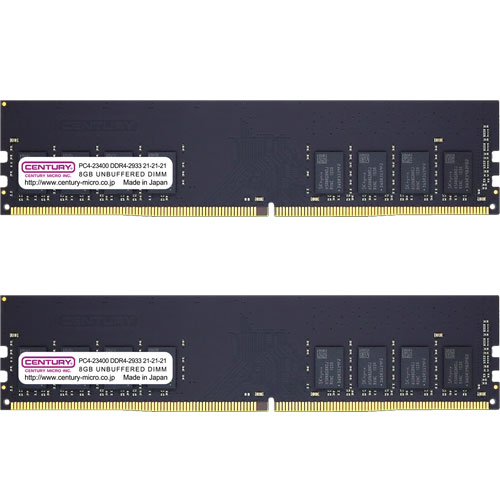 センチュリーマイクロ CB8GX2-D4U2933H [16GB kit (8GBx2) DDR4-2933 (PC4-23400) Unbuffered DIMM 288pin Single Rank]