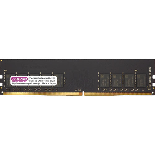 センチュリーマイクロ CB16G-D4UE3200 [16GB DDR4-3200 (PC4-25600) ECC Unbuffered DIMM Dual Rank 1024Mx8]