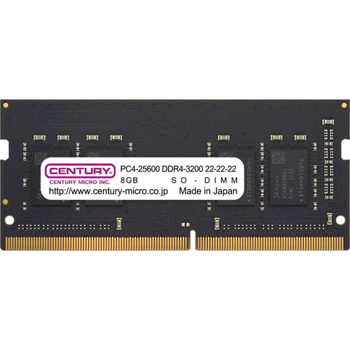 センチュリーマイクロ CB8G-SOD4U3200H [8GB DDR4-3200 (PC4-25600) Unbuffered SO-DIMM 260pin Single Rank]