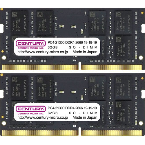 CB32GX2-SOD4U2666 [64GB kit (32GBx2) DDR4-2666 (PC4-21300) Unbuffered SO-DIMM 260pin Dual Rank]