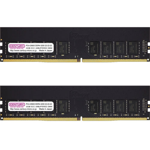 センチュリーマイクロ CB32GX2-D4UE3200 [64GB kit (32GBx2) DDR4-3200 (PC4-25600) ECC Unbuffered DIMM Dual Rank 2048Mx8]