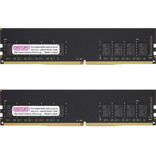センチュリーマイクロ CB8GX2-D4UE3200H [16GB kit (8GBx2) DDR4-3200 (PC4-25600) ECC Unbuffered DIMM Single Rank 1024Mx8]