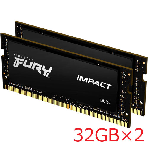キングストン KF432S20IBK2/64 [64GB kit (32GBx2) FURY Impact DDR4-3200 (PC4-25600) SODIMM 2Rx8 CL20-22-22 1.2V]