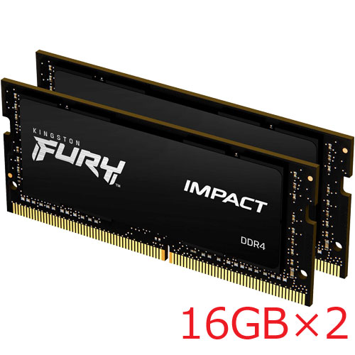 キングストン KF432S20IBK2/32 [32GB kit (16GBx2) FURY Impact DDR4-3200 (PC4-25600) SODIMM 1Rx8 CL20-22-22 1.2V]
