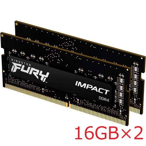 キングストン KF426S16IBK2/32 [32GB kit (16GBx2) FURY Impact DDR4-2666 (PC4-21300) SODIMM 1Rx8 CL16-18-18 1.2V]
