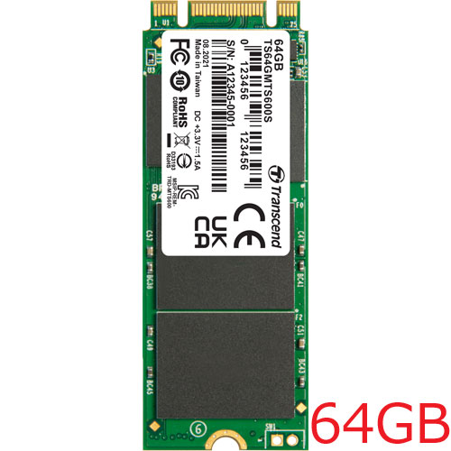 トランセンド TS64GMTS600S [64GB SSD 600S M.2 (2260) SATA-III DRAMキャッシュ MLC 180TBW 3年保証]