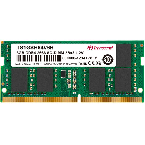 トランセンド TS1GSH64V6H [8GB DDR4 2666 SO-DIMM 2Rx8 (512Mx8) 1.2V 260pin]