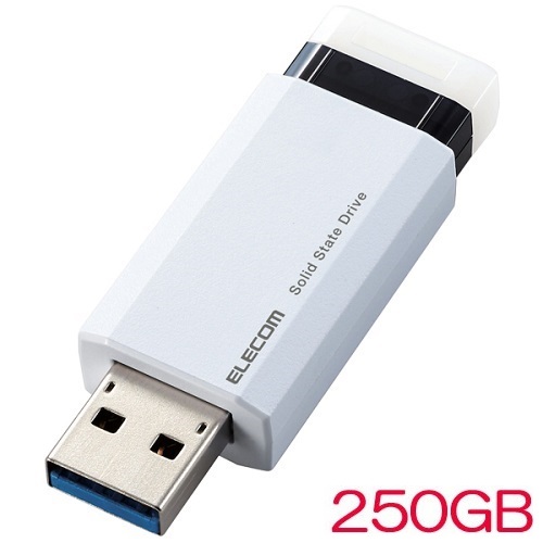 エレコム ESD-EPK0250GWH [外付SSD/ノック式/USB3.2(Gen2)/250GB/ホワイト]