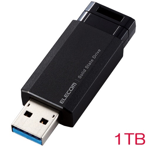 エレコム ESD-EPK1000GBK [外付SSD/ノック式/USB3.2(Gen2)/1TB/ブラック]