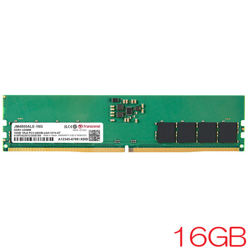 トランセンド JM4800ALE-16G [16GB JetRam DDR5 4800 Unbuffered DIMM 1Rx8 (2Gx8) CL40 1.1V 288pin]
