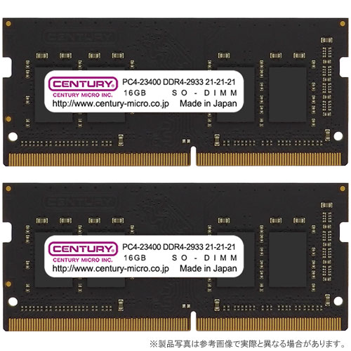 センチュリーマイクロ CB16GX2-SOD4U2933H [32GB kit (16GBx2) DDR4-2933 (PC4-23400) Unbuffered SO-DIMM 260pin Single Rank]