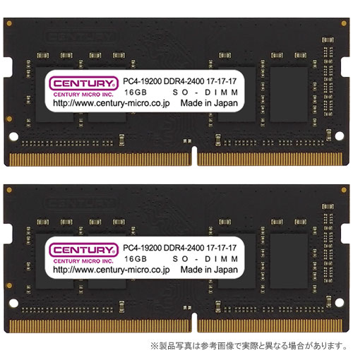 センチュリーマイクロ CB16GX2-SOD4U2400H [32GB kit (16GBx2) DDR4-2400 (PC4-19200) Unbuffered SO-DIMM 260pin Single Rank]