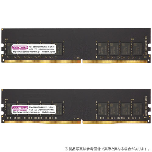 センチュリーマイクロ CB16GX2-D4UE2933H [32GB kit (16GBx2) DDR4-2933 (PC4-23400) ECC Unbuffered DIMM Single Rank 2048Mx8]