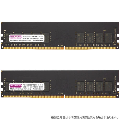 センチュリーマイクロ CB16GX2-D4UE2400H [32GB kit (16GBx2) DDR4-2400 (PC4-19200) ECC Unbuffered DIMM Single Rank 2048Mx8]