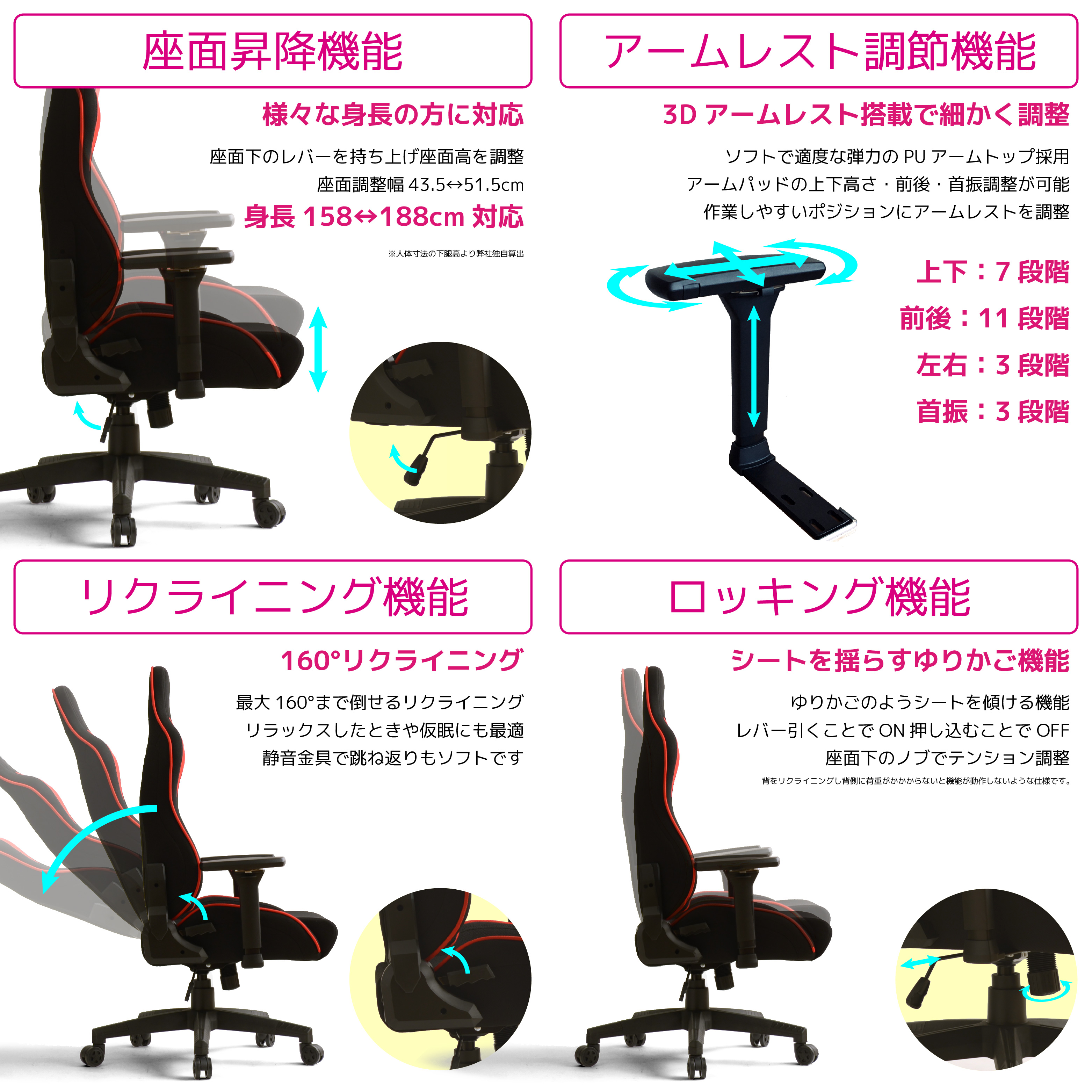 e-TREND｜関家具 326497 [コンティークス ローザ ゲーミングチェア レッド]