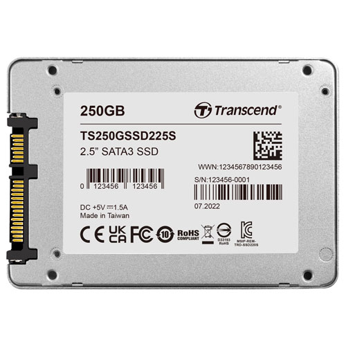 トランセンド TS250GSSD225S [250GB SSD225S 2.5インチ SATA3 3D TLC 90TBW 3年保証]
