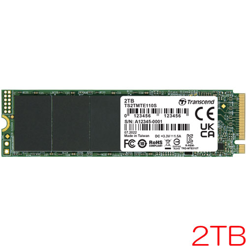 TS2TMTE110S [2TB PCIe SSD 110S M.2(2280) NVMe PCIe Gen3 x4 3D TLC 800TBW 5年保証]