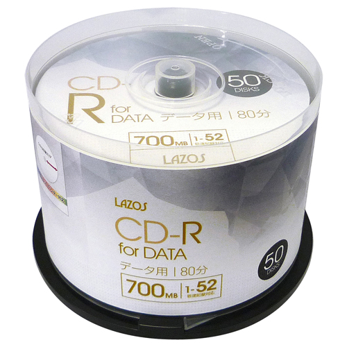 Lazos 500枚セット(50枚X10個) データ用 CD-R  L-CD50PX10
