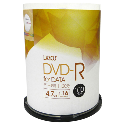 Lazos L-DD100PX5 [500枚セット(100枚X5個) データ用 DVD-R]