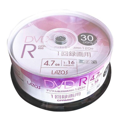 Lazos L-CP30PX12 [【360枚セット(30枚×12セット)】 録画用DVD-R]