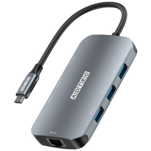 アドテック AHUB-VCA3CP-4K60 [9in1 USB-C HUB (PD (最大85W)、USB-C x 1 、USB-A x 3、HDMI (4K)、microSD/SD、GbE]