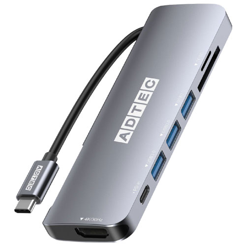 アドテック AHUB-VCA3P-4K30 [7in1 USB-C HUB (PD (最大60W)、USB-A (5Gbps) x 3、HDMI (4K/30Hz)、microSD/SD]
