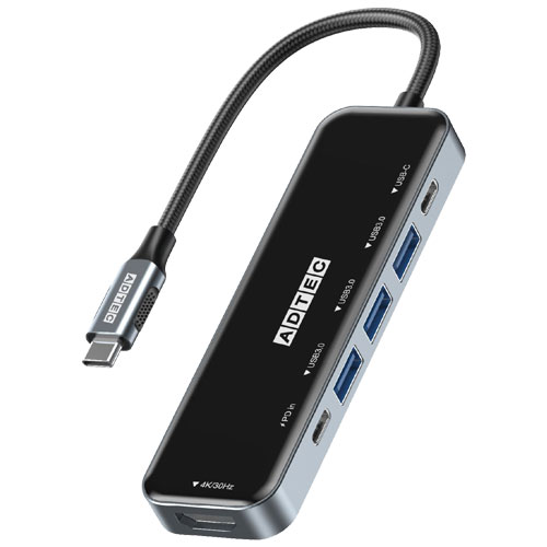 アドテック AHUB-VA3CP-4K30 [6in1 USB-C HUB (PD (最大85W)、USB-C x 1 、USB-A x 3、HDMI (4K/30Hz)]