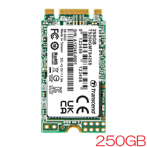 トランセンド TS250GMTS425S [250GB SSD MTS425S M.2 Type 2242 SATA-III 3D TLC 90TBW 3年保証]