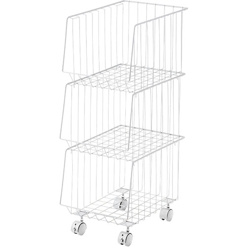 東谷 スタッキングワゴン3D ホワイト AKB-438WH