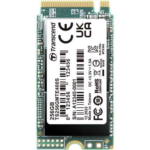 トランセンド TS256GMTE400S [256GB PCIe SSD 400S M.2(2242) NVMe PCIe Gen3 x4 3D TLC 100TBW 5年保証]