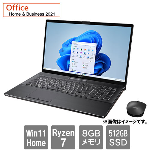 富士通 FMVN77H1B [★LIFEBOOK NH77/H1 (Ryzen 7 8GB SSD512GB 17.3 SM Win11Home H&B2021 ブライトブラック)]